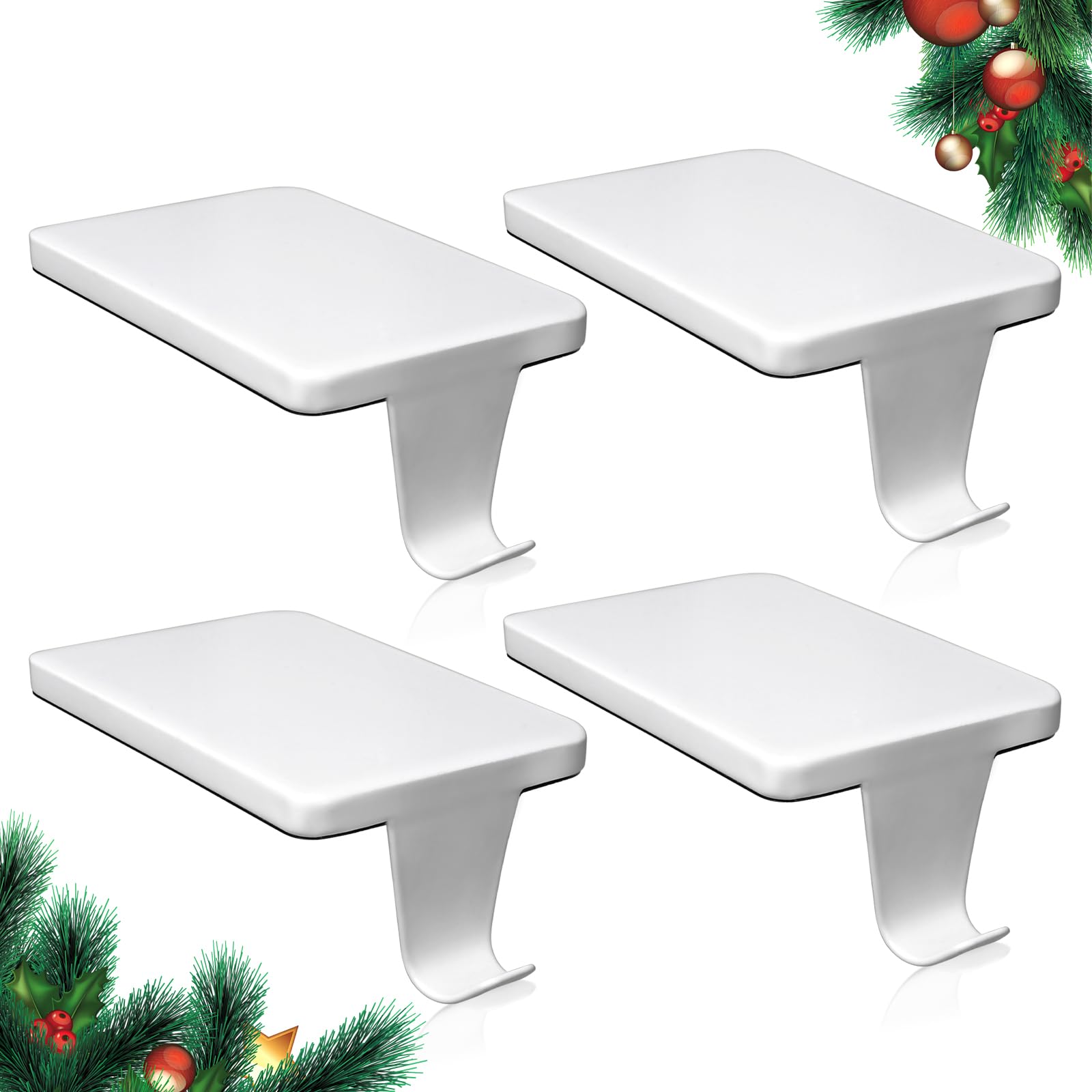 HMASYO front view of white iron stocking holders showing clean design and sturdy base