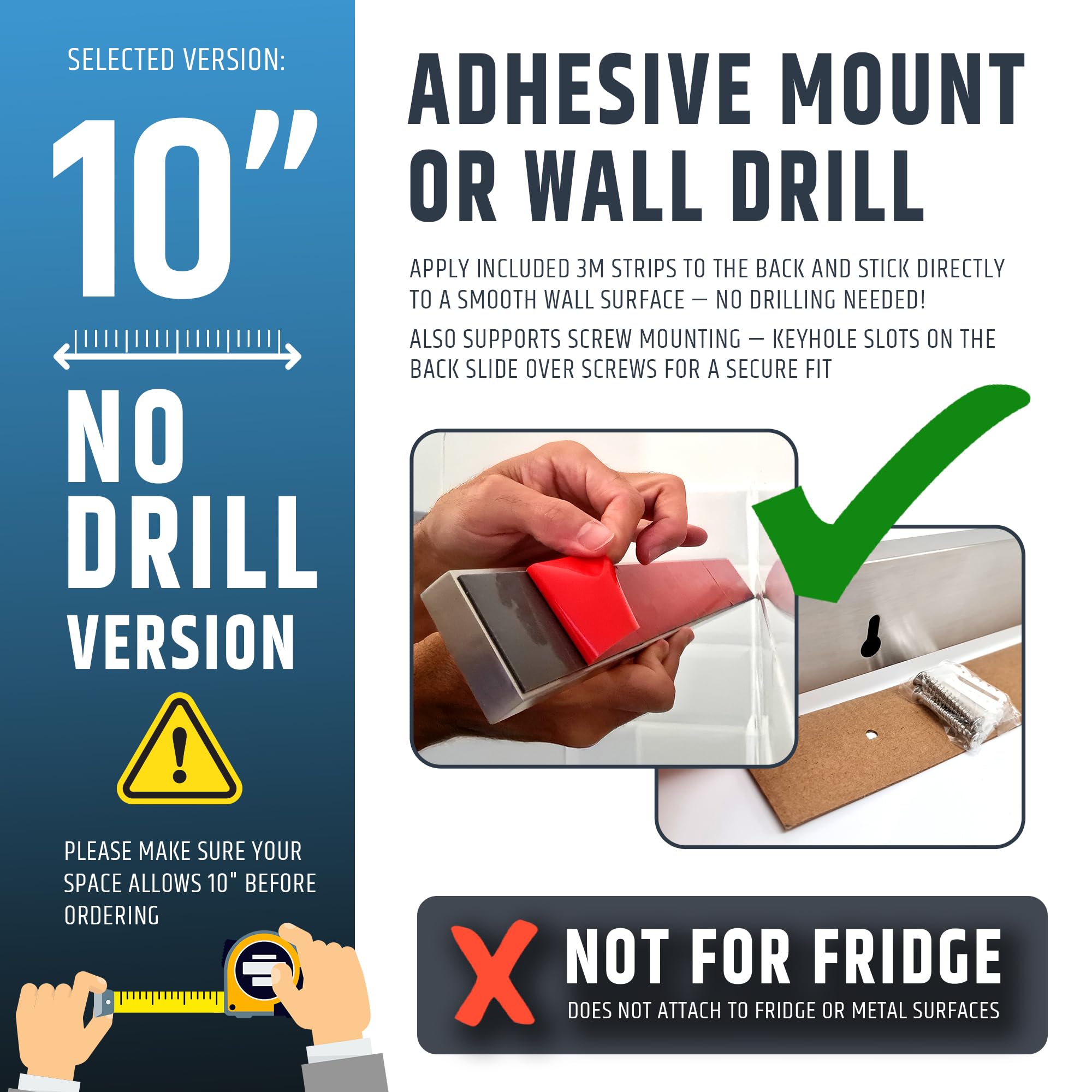 HMmagnets adhesive backing detail showing heavy-duty strips for easy no-drill installation