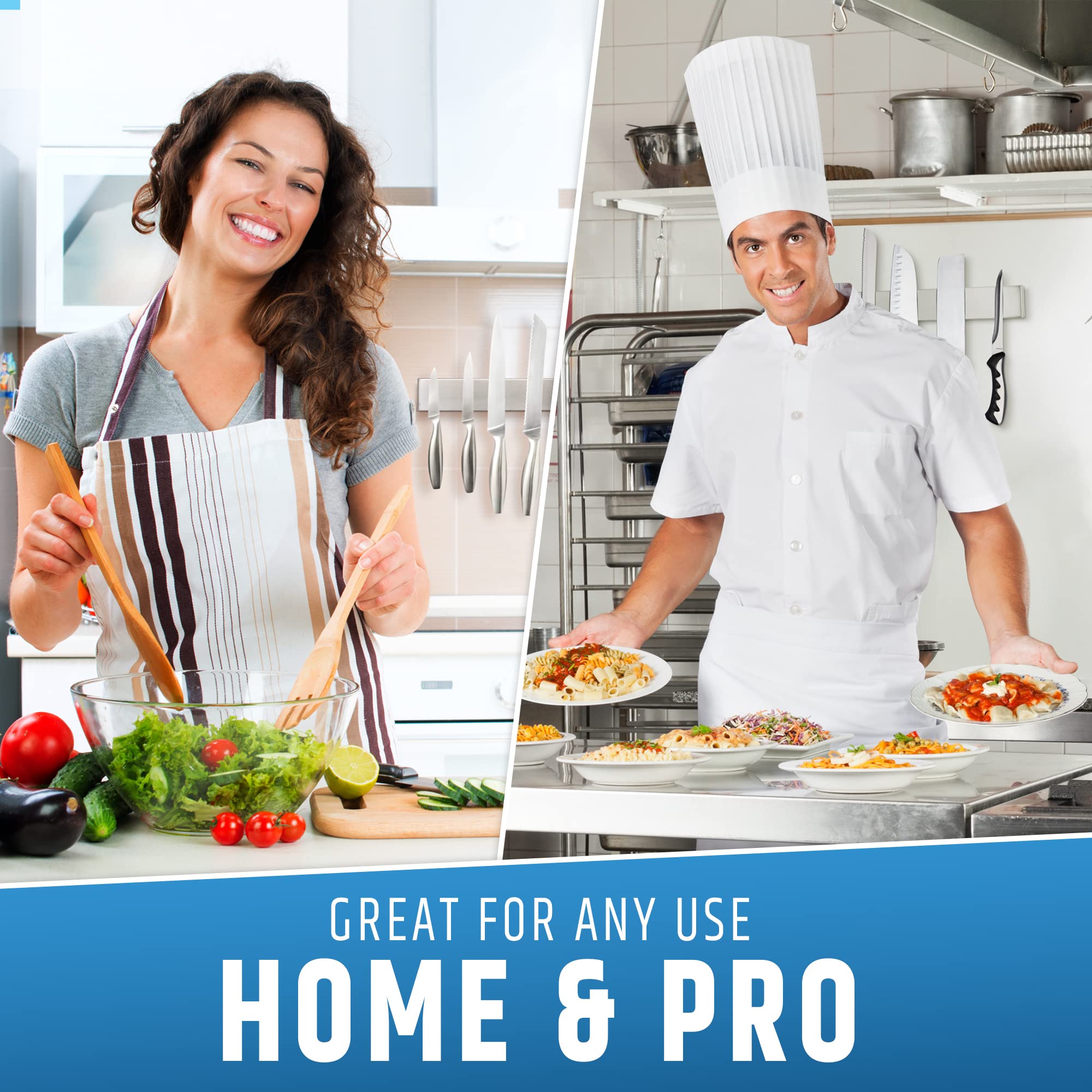 HMmagnets holding chef and paring knives to show strong grip and organized storage benefit