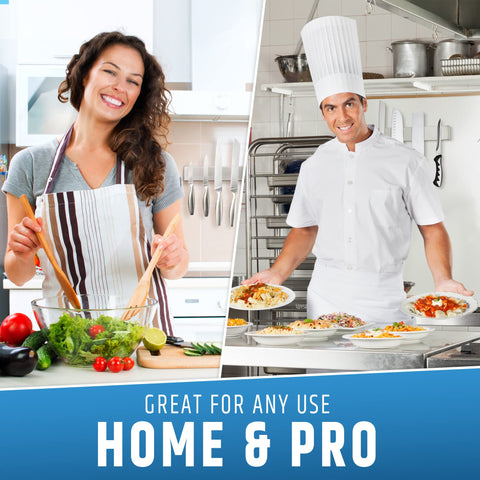 HMmagnets holding chef and paring knives to show strong grip and organized storage benefit