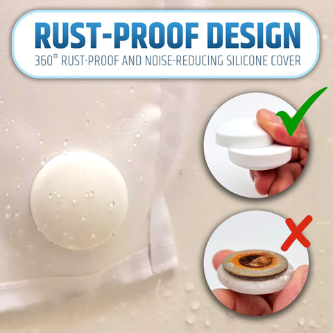 HMmagnets inserted into curtain hem keeping liner weighted and splash-free