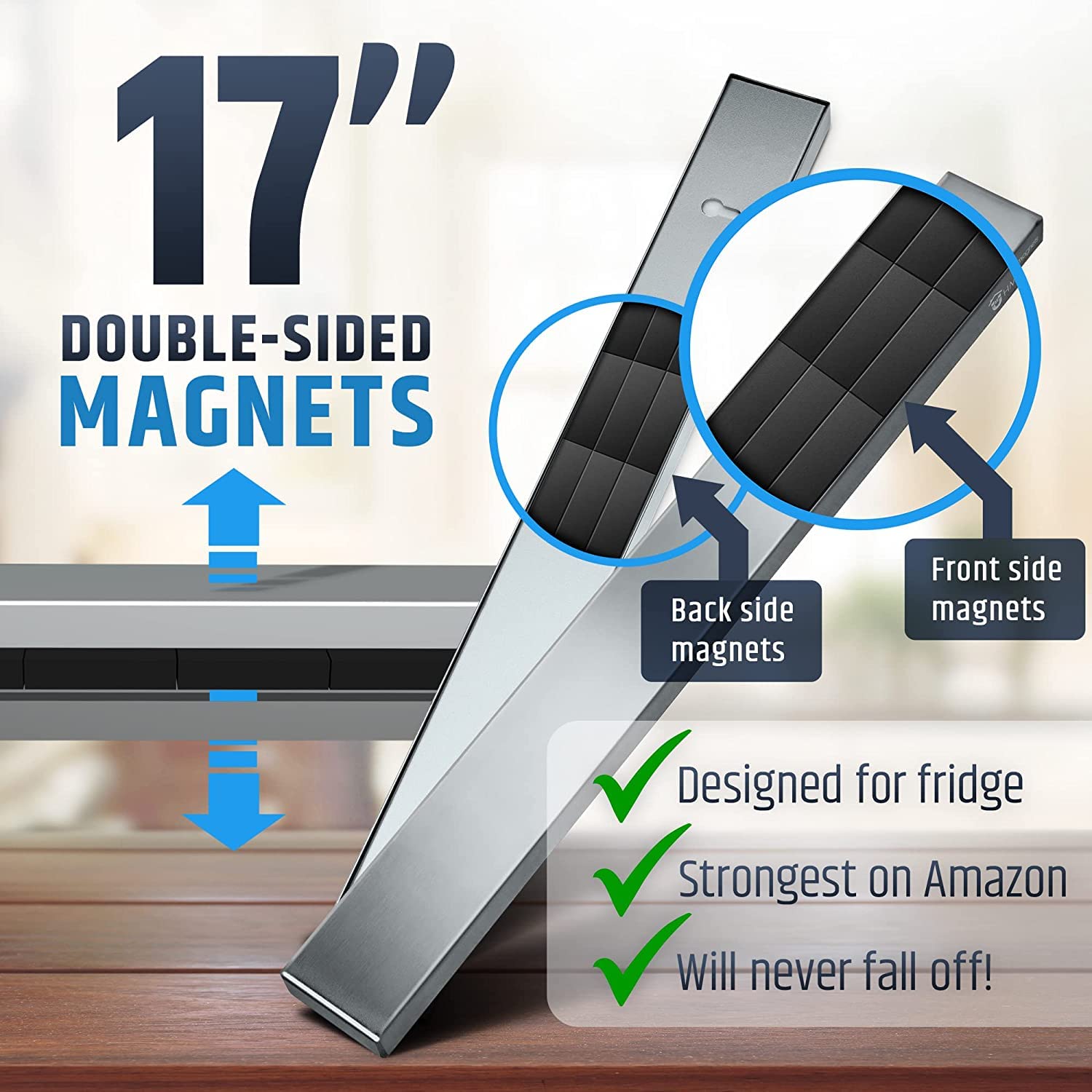 HMmagnets holding multiple knives showing secure, organized access