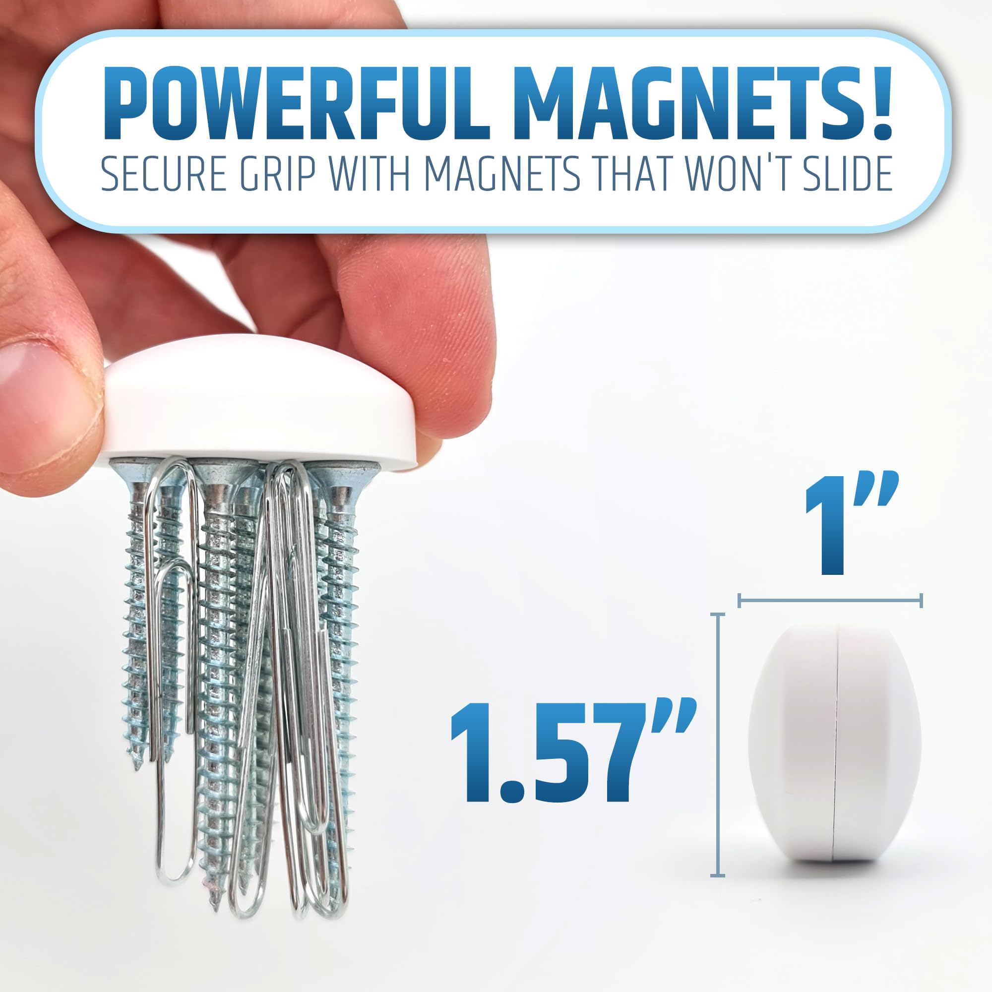 HMmagnets weight next to measuring tape showing compact size and effortless placement