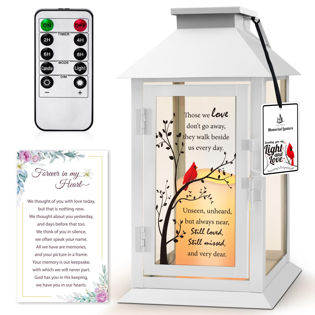 HN HAIINAA lantern front view showing elegant memorial design and soothing light