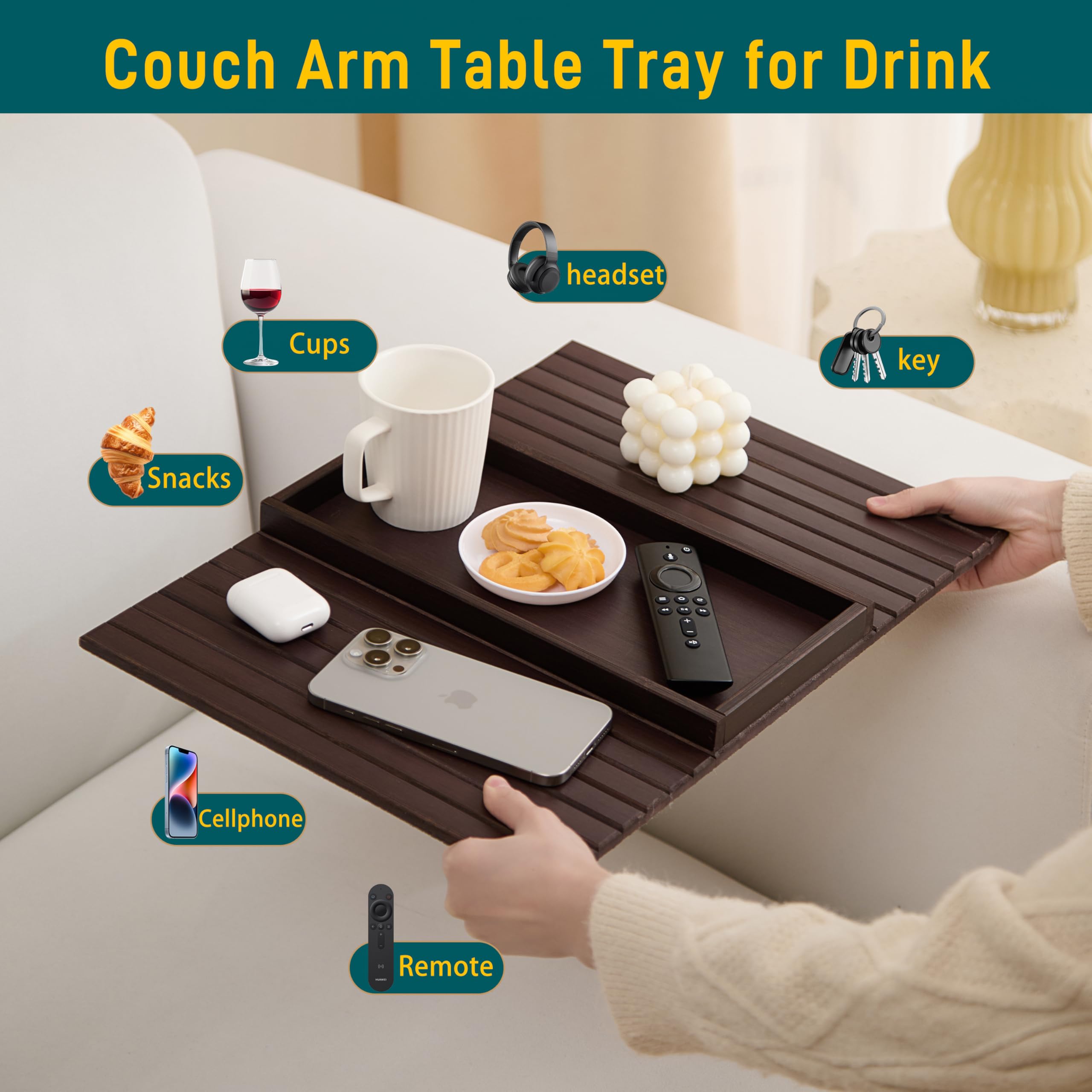 HNLISA tray with drink and plate demonstrating spill prevention