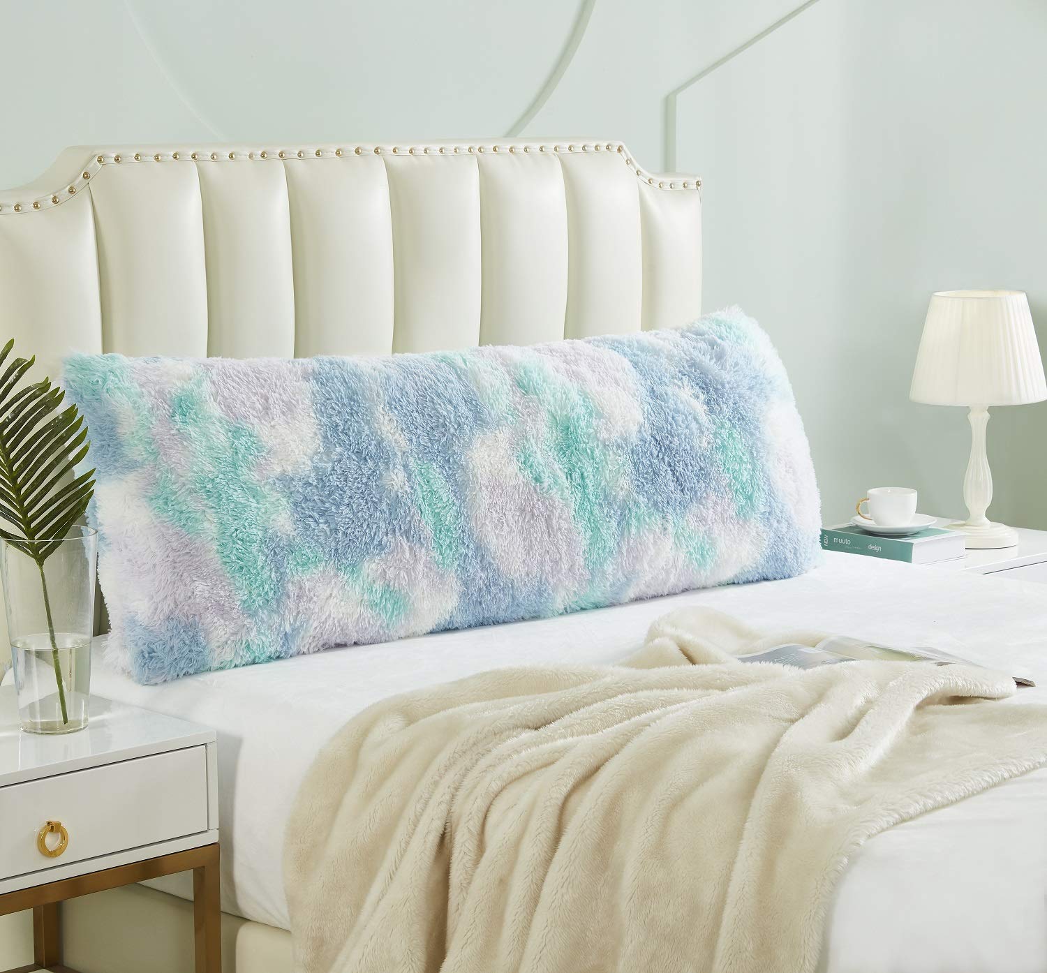 Hobed Life front view of pastel long body pillow showing color and shape for cozy decor