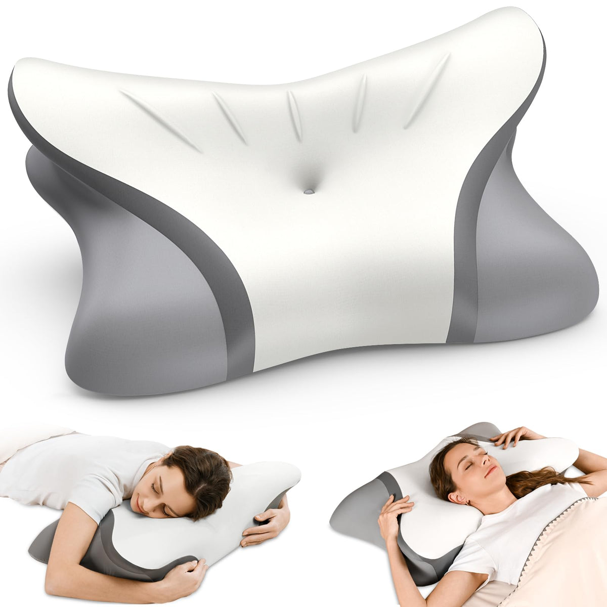 HOBEST front view of ergonomic neck pillow offering balanced head support