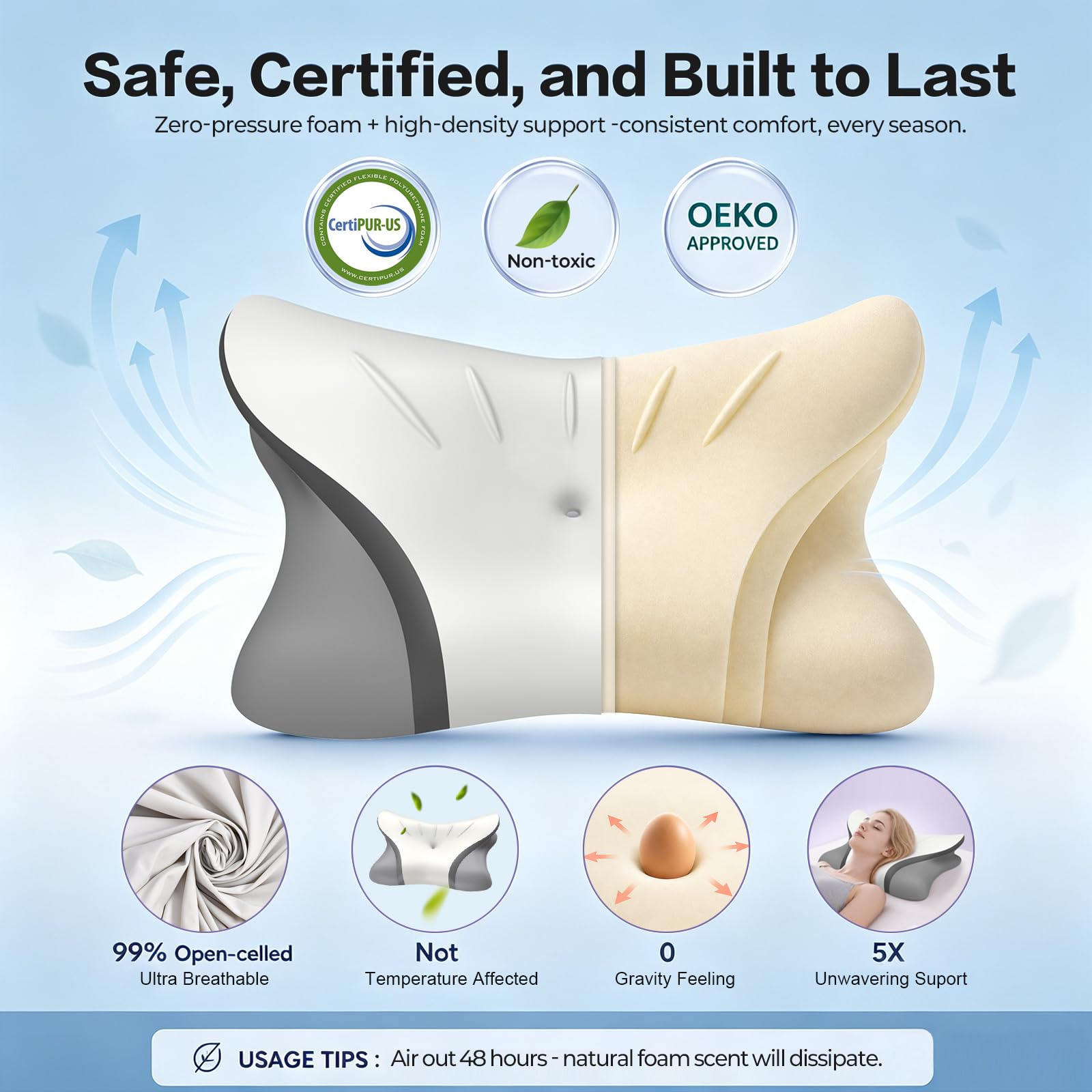 HOBEST pillow in use by side sleeper improving shoulder and neck support