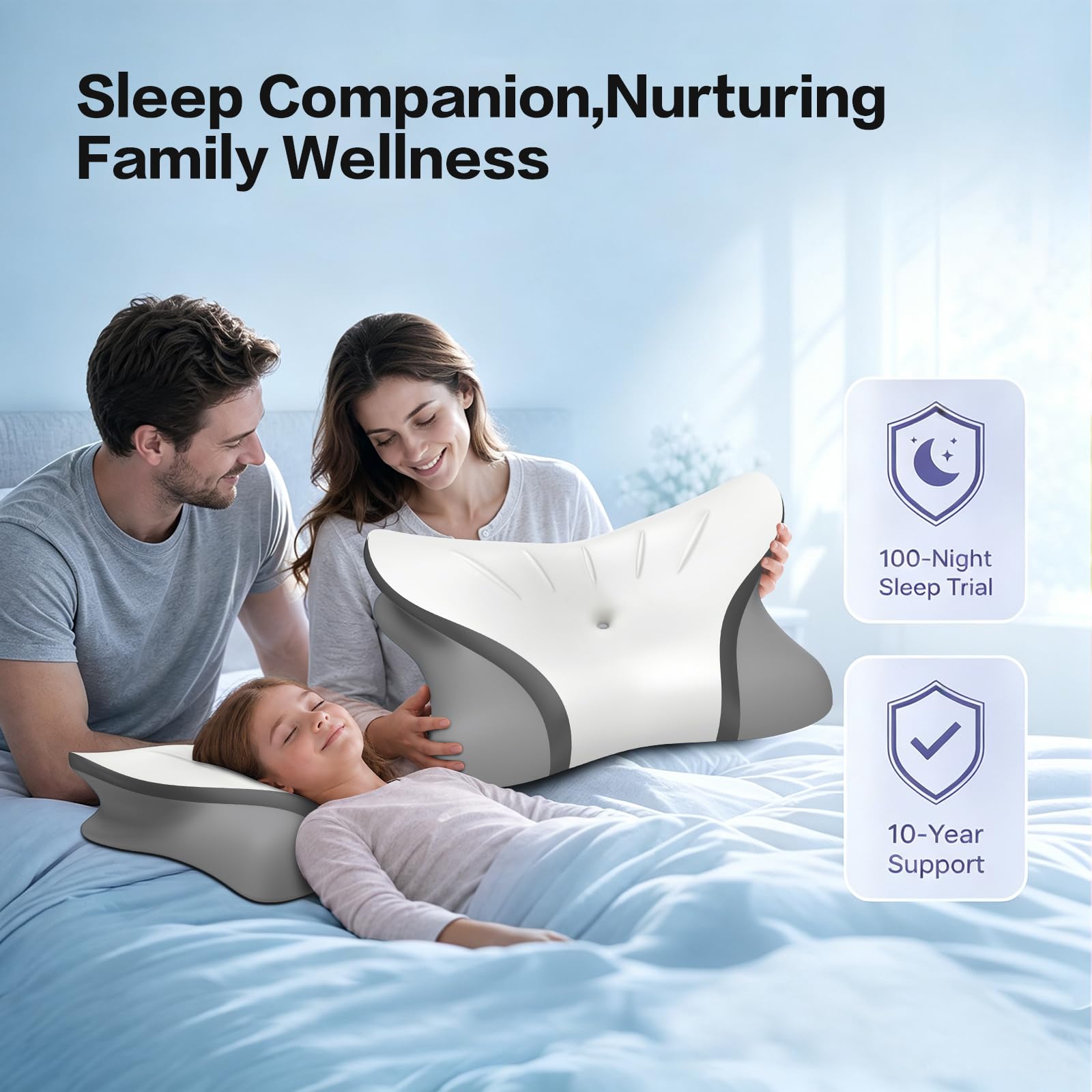 HOBEST pillow size comparison with hand demonstrating compact supportive loft