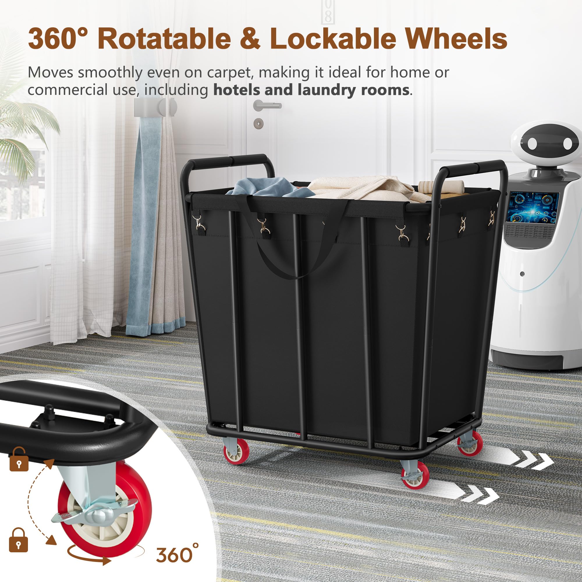 Hoctieon round-buckle fastening being unhooked for quick bag removal advantage