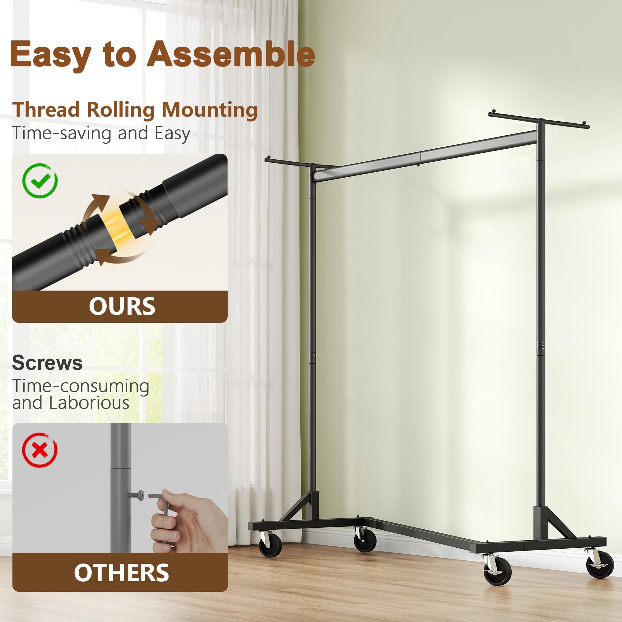 Hoctieon rack in small apartment setting showing compact, stylish storage