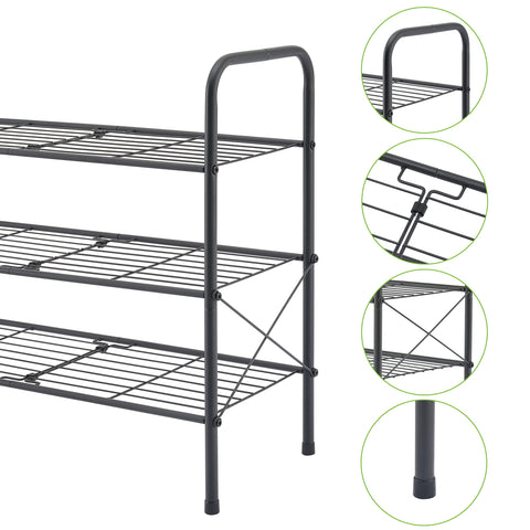 Hoctieon rack beside shoes to show scale and how many pairs it holds