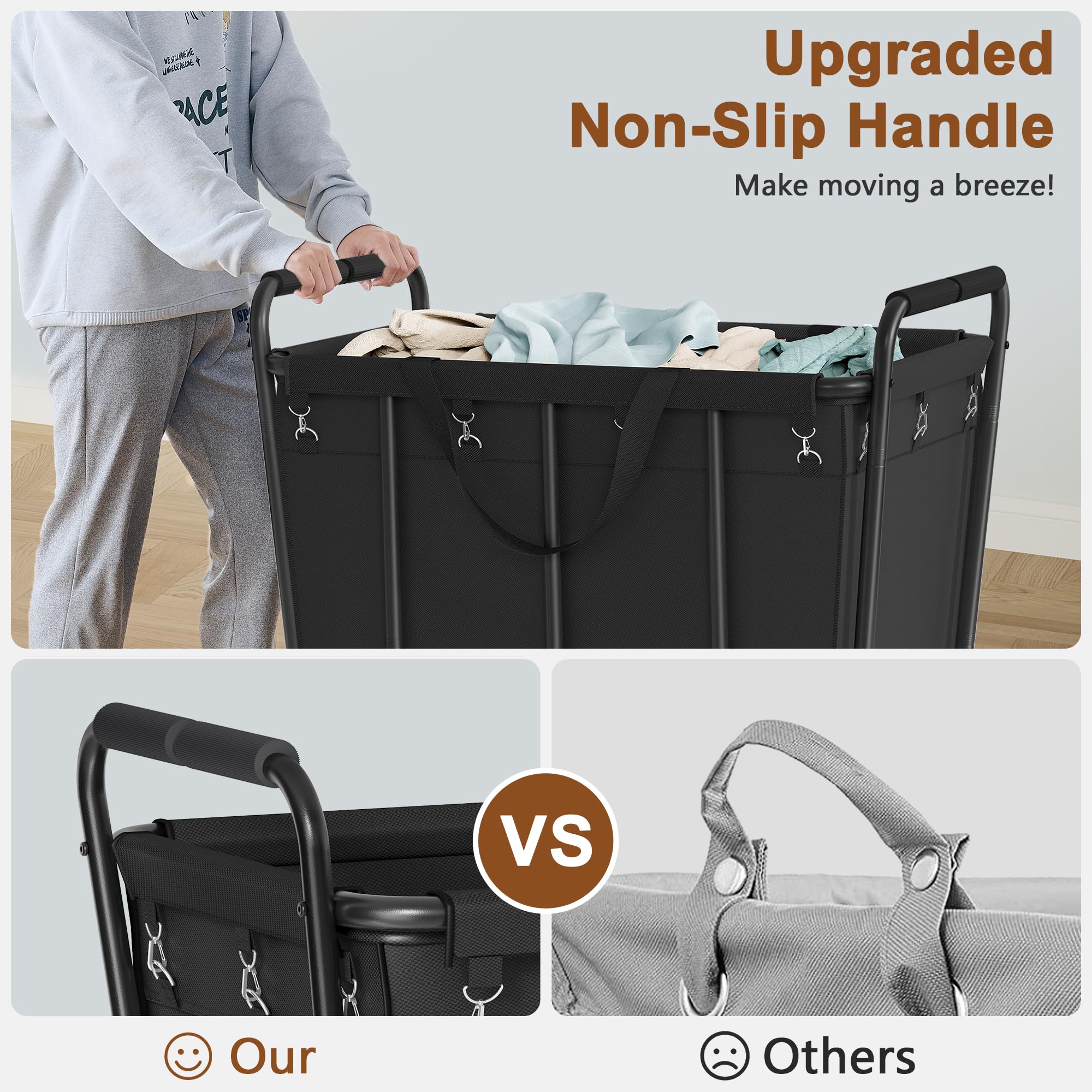 Hoctieon cart beside a person to show scale and large-capacity handling benefit