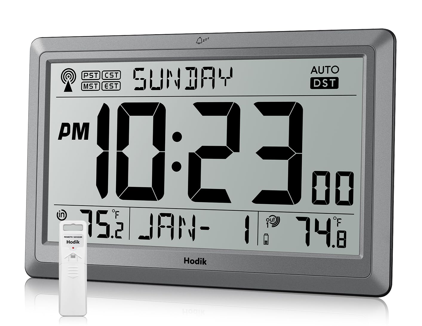HODIK front display silver shows large time and temperature for easy viewing