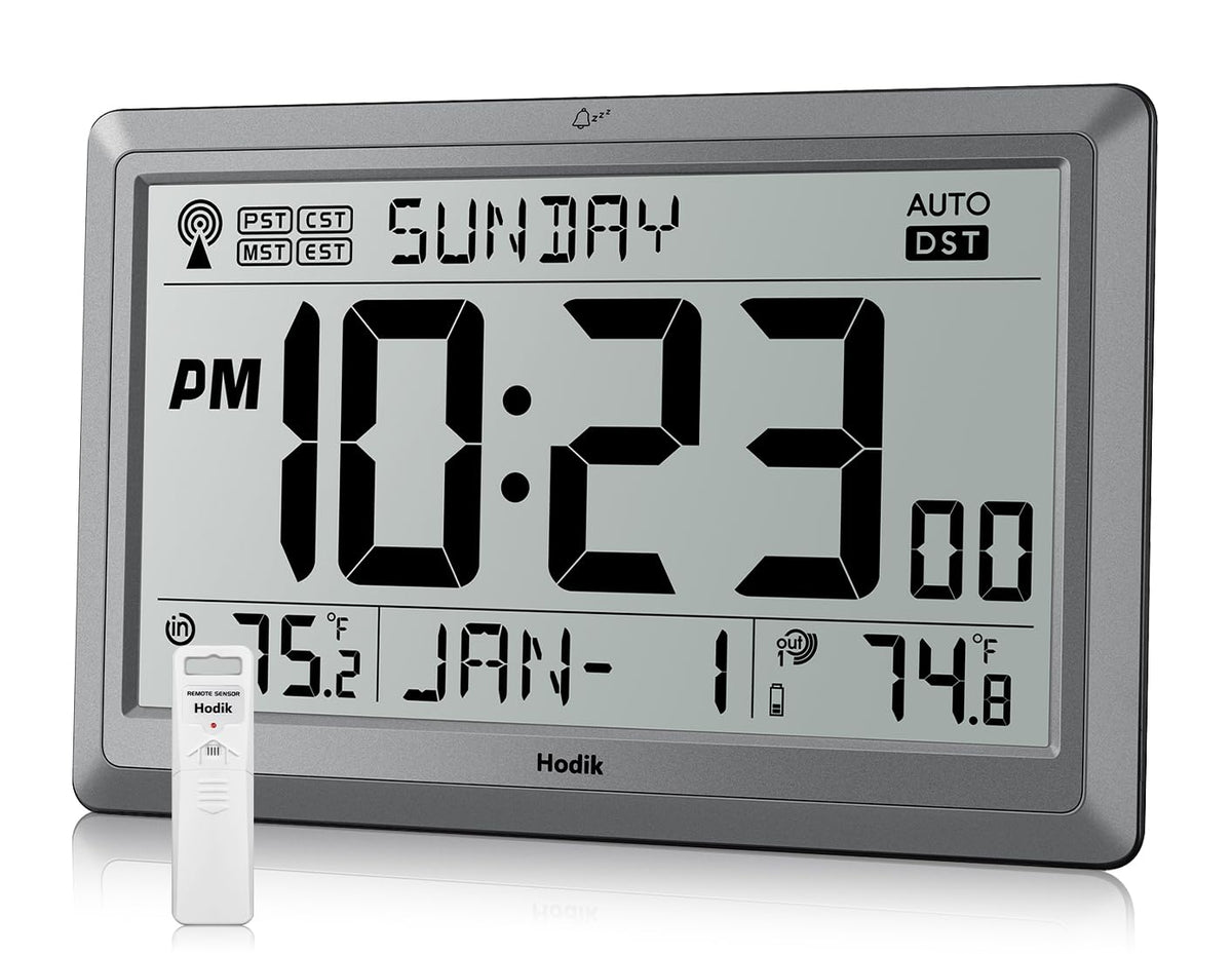 HODIK front display silver shows large time and temperature for easy viewing