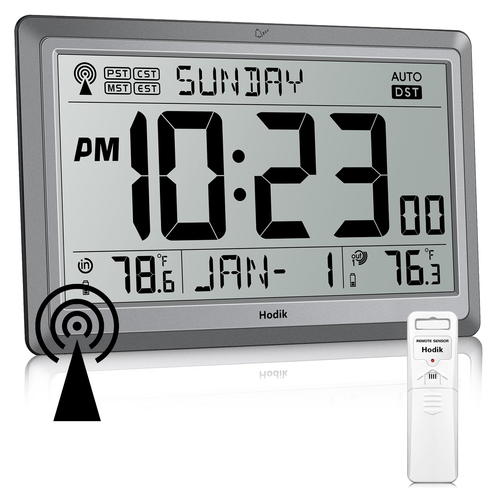 HODIK in kitchen lifestyle scene offering convenient time and weather info