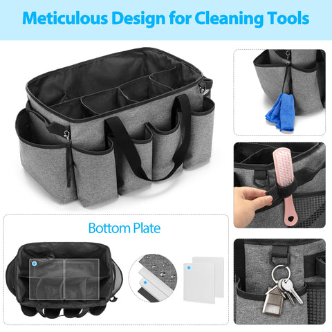 HODRANT front pockets holding spray bottles and brushes for convenience