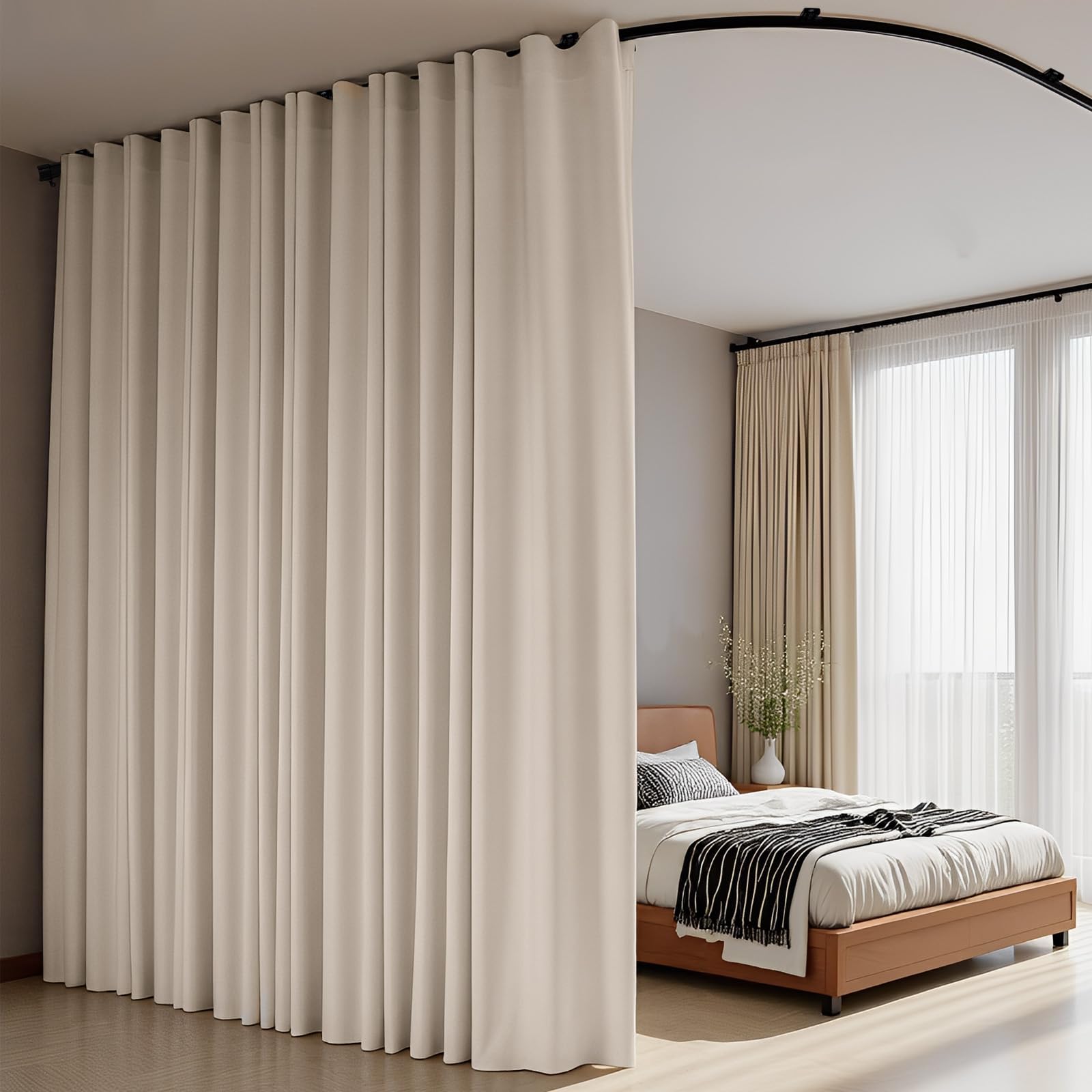 hoeflife curtain set beside doorway showing scale for accurate sizing