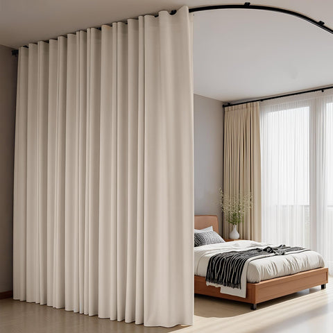 hoeflife curtain set beside doorway showing scale for accurate sizing