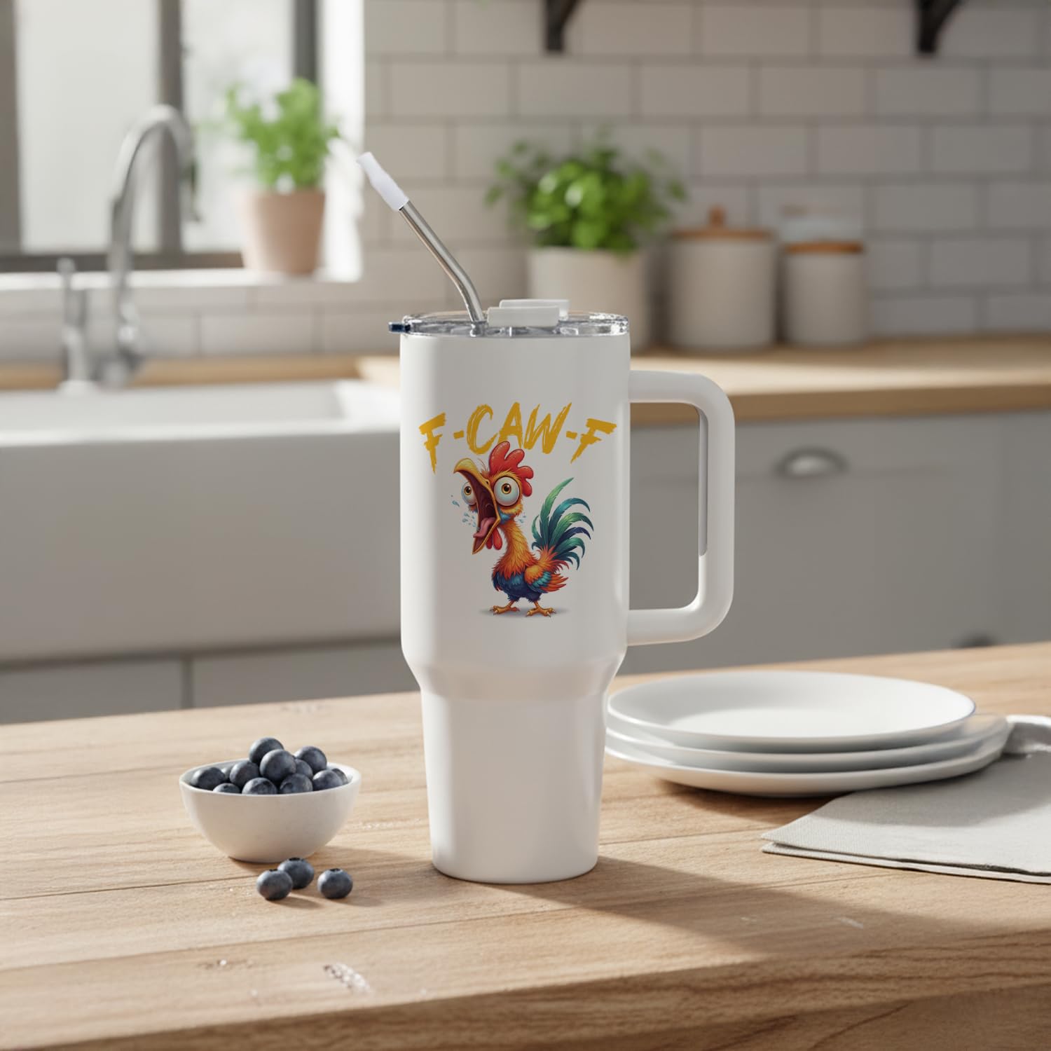 Hogg tumbler beside a bottle to show 40oz size and scale