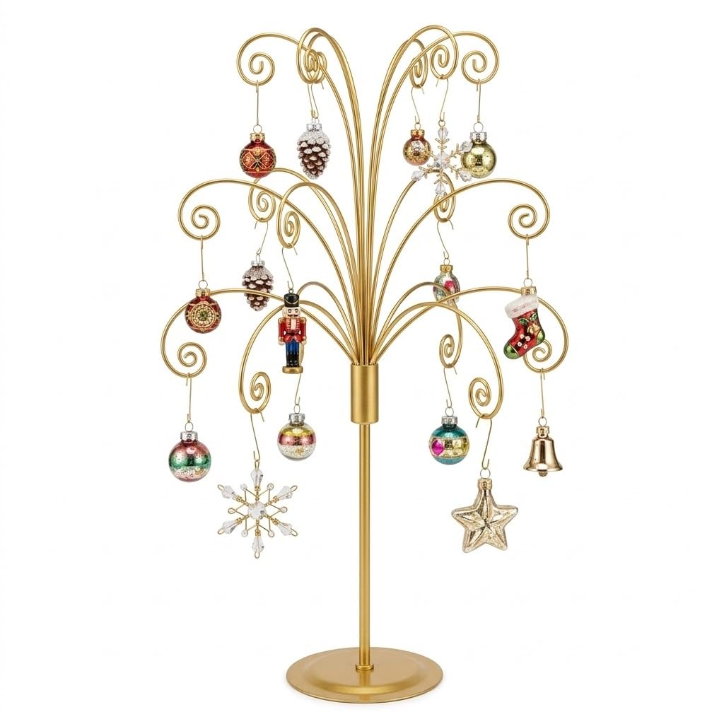 HOHIYA front view of 20-inch gold ornament stand showing elegant silhouette and balance
