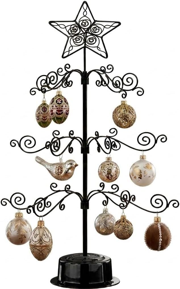 HOHIYA front view of 24-inch rotating ornament tree showing full display benefit