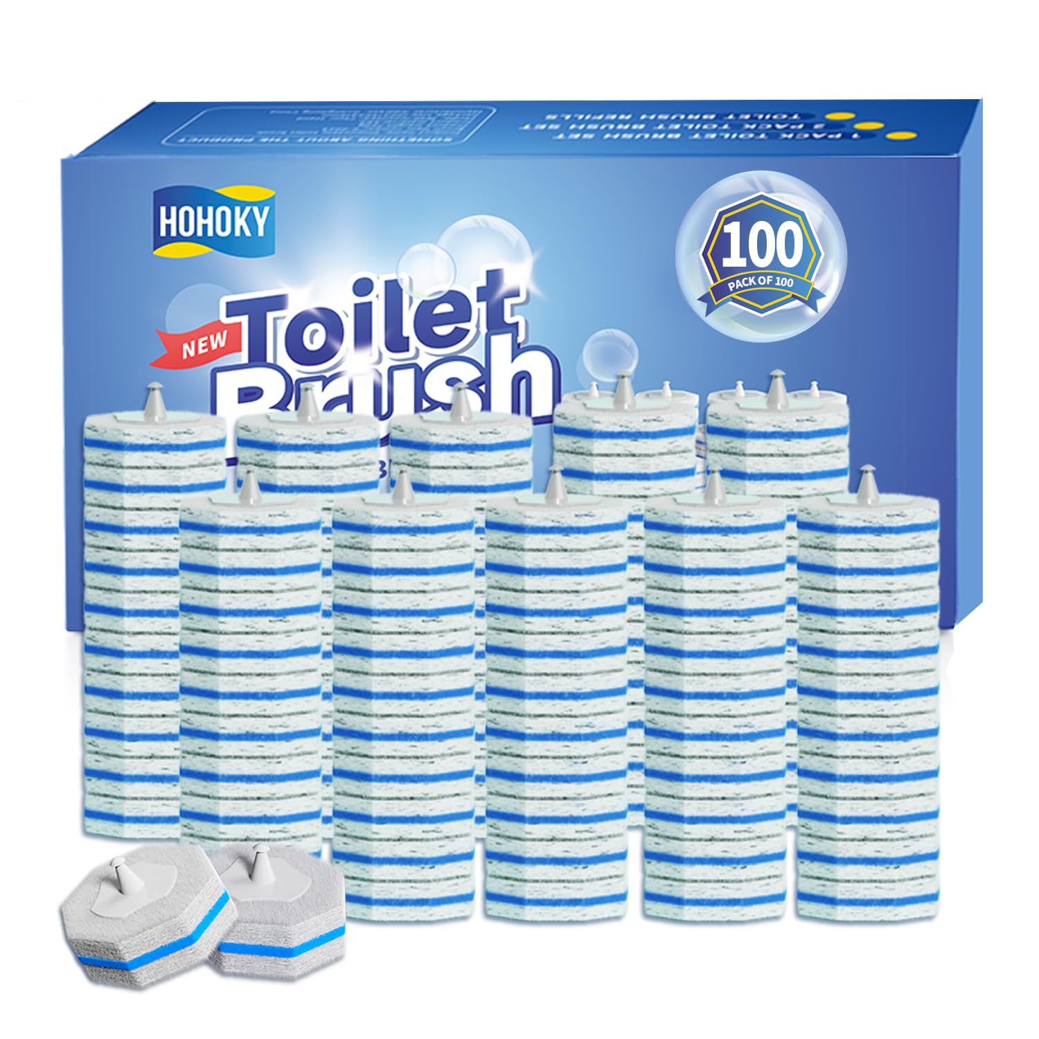 Hohoky front packaging showing 100 disposable refill heads and benefits