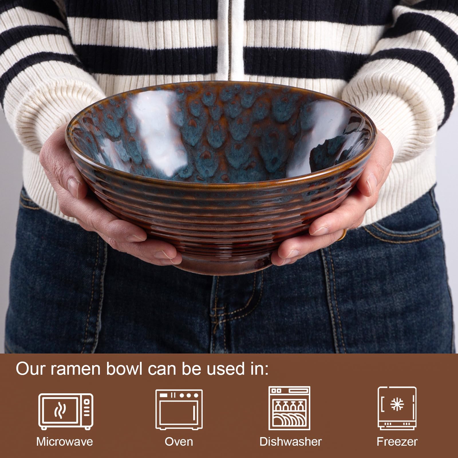 HOKELER two bowls with matching spoons and chopsticks showing complete ready-to-serve set