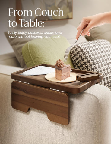 HOLANA foldable armrest table folded flat for easy compact storage benefit