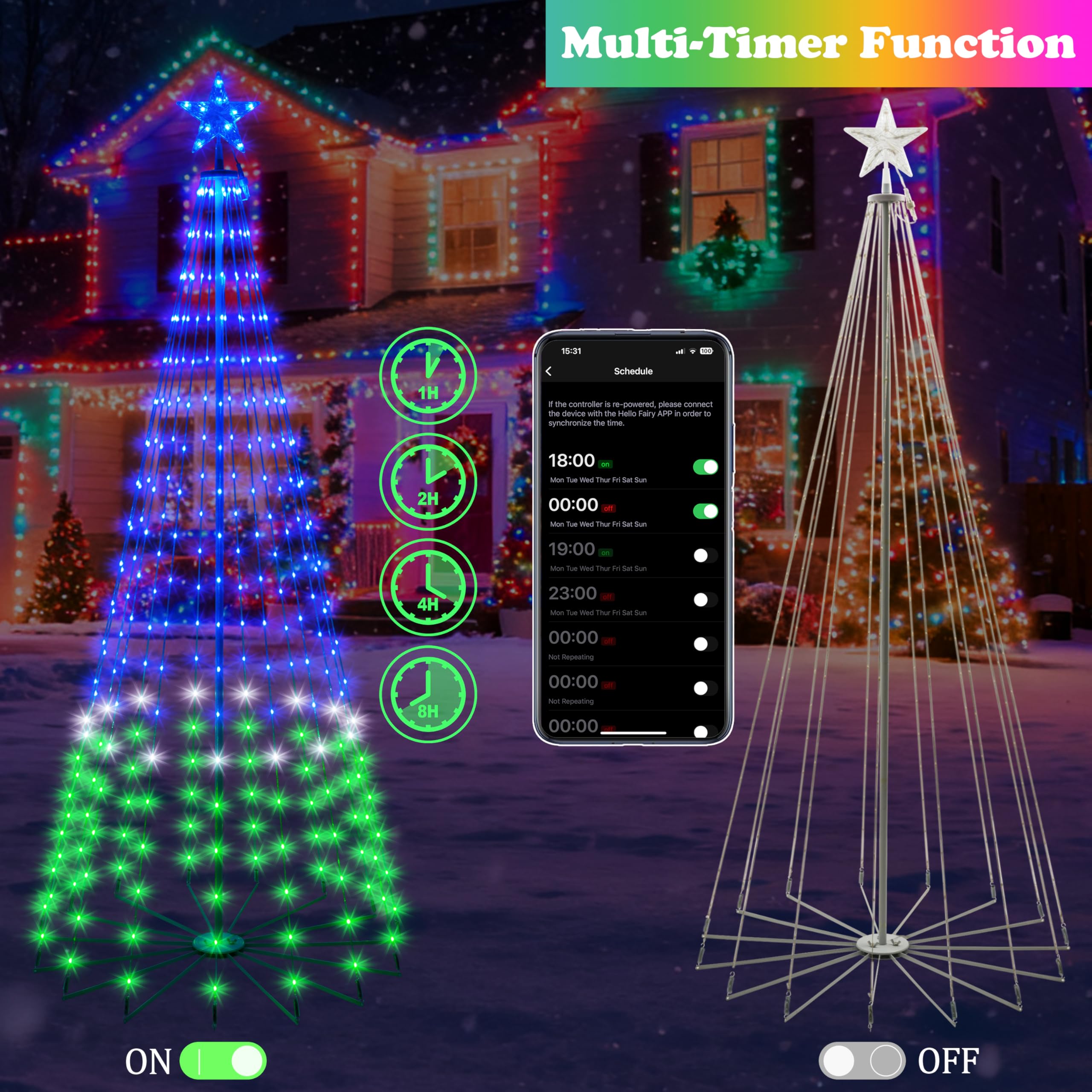 Holaurora app screen displaying custom scene creation and scheduling features