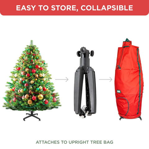 HOLDN’ STORAGE decorated tree on stand showing easy maneuvering benefit