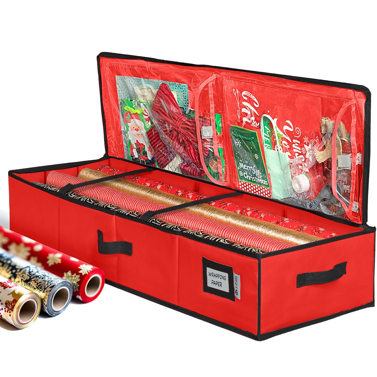 HOLDN’ STORAGE front view showing red container and zipper for quick access and protection