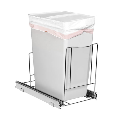 HOLDN’ STORAGE front view of installed pull-out trash can for neat storage and easy access