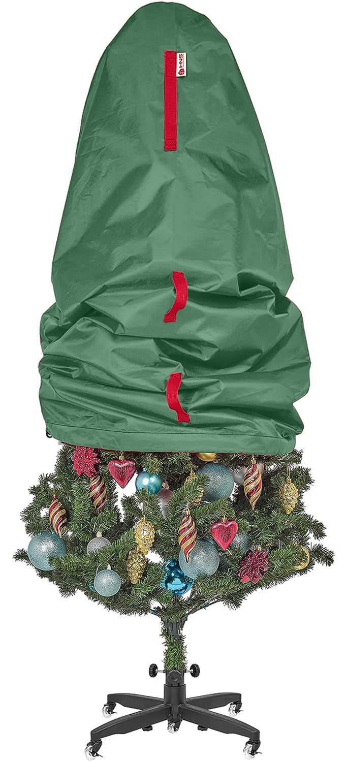 HOLDN’ STORAGE front view of upright tree bag showing protected assembled tree benefit