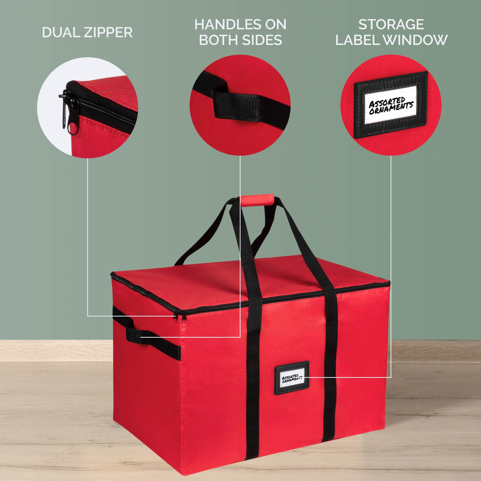 HOLDN’ STORAGE organizer used during tree decorating for quick access and convenience