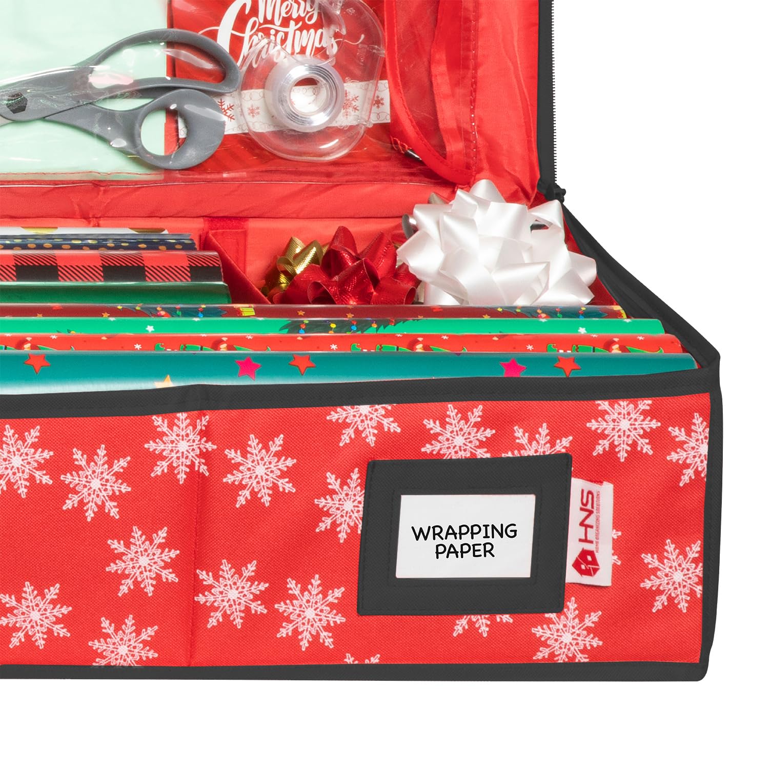 HOLDN’ STORAGE lifestyle wrapping scene shows quick access during gift preparation