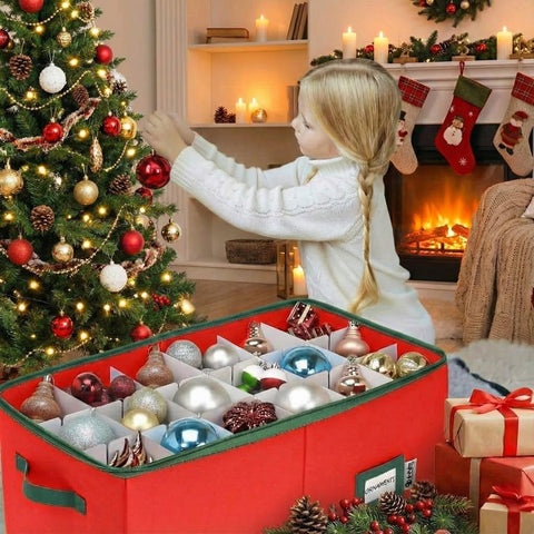 HOLDN’ STORAGE open box with adjustable dividers displaying organized ornament compartments