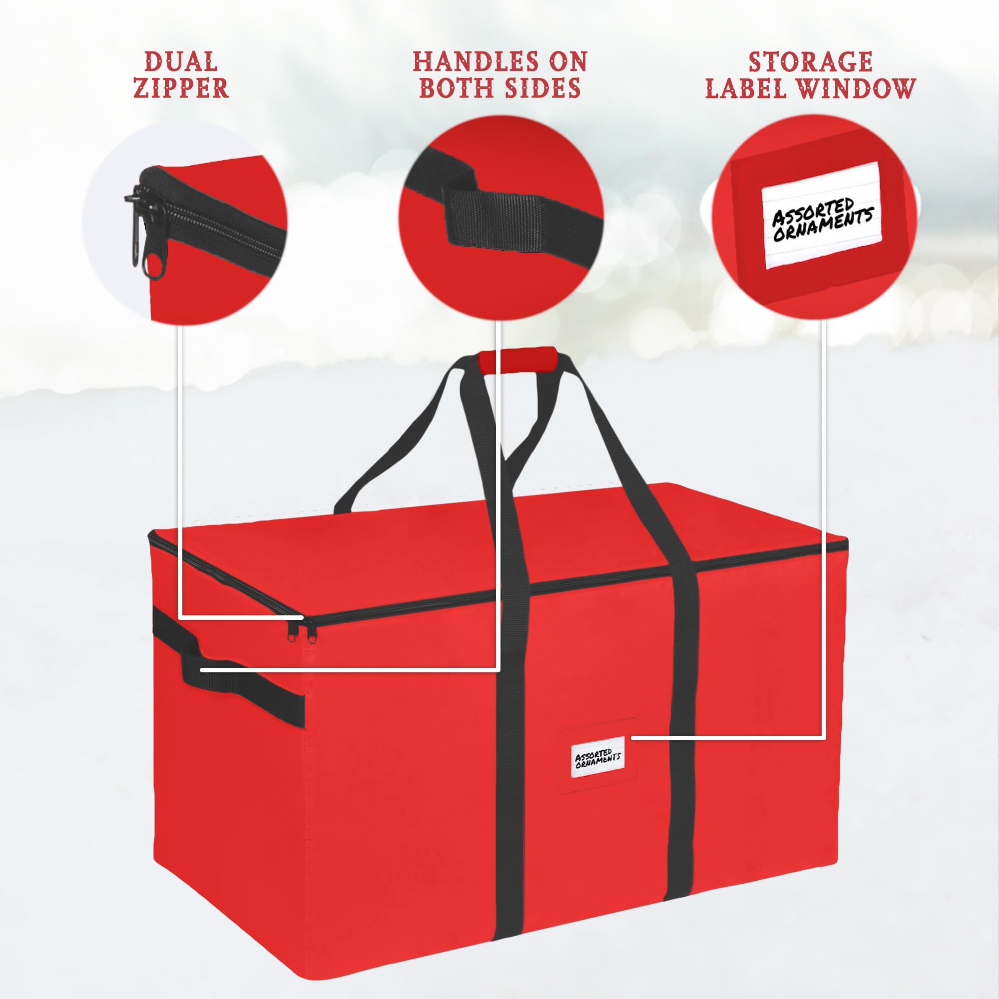 HOLDN’ STORAGE reinforced handle and zipper for easy carrying and secure closure