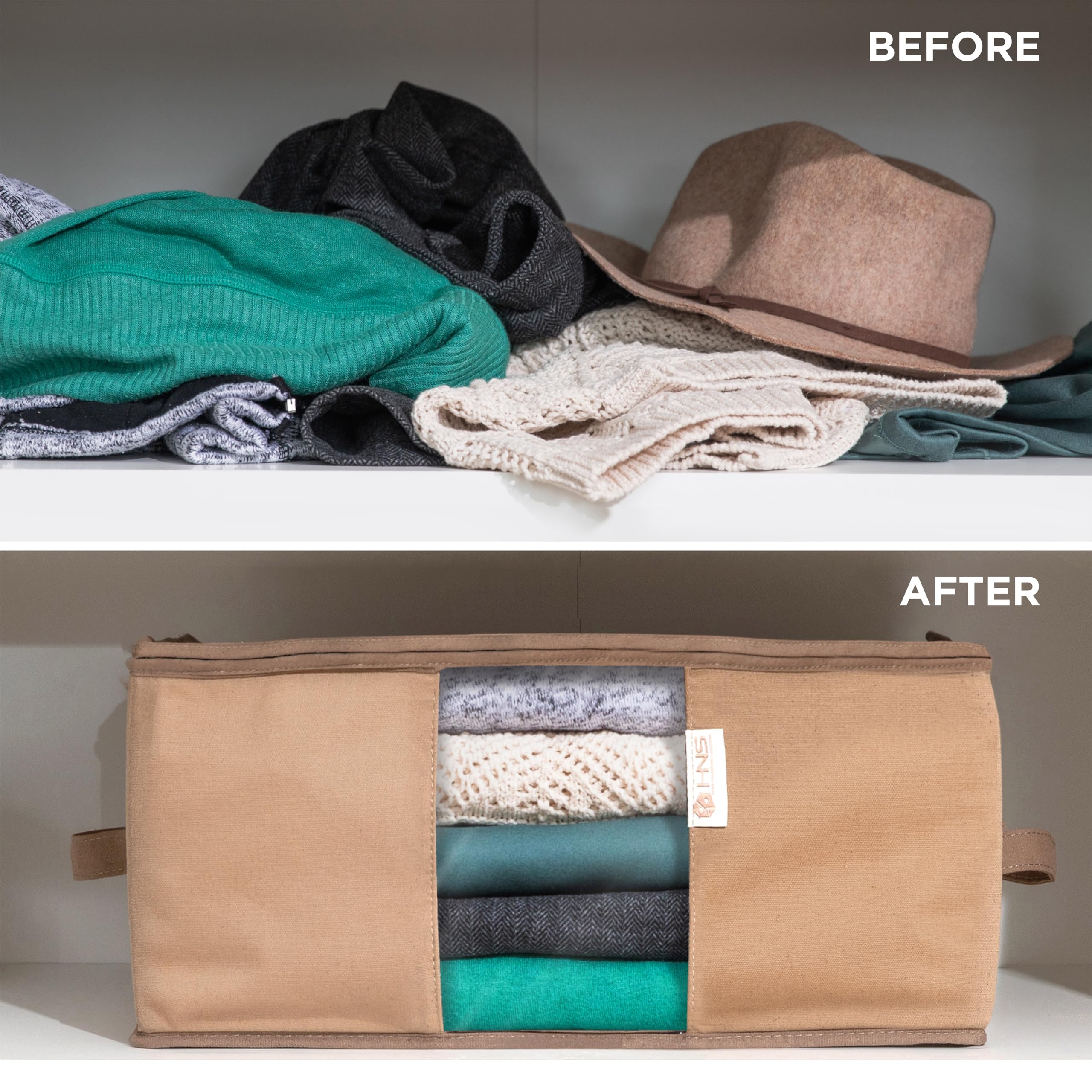 HOLDN’ STORAGE bag beside hand for scale showing true size and portability benefit