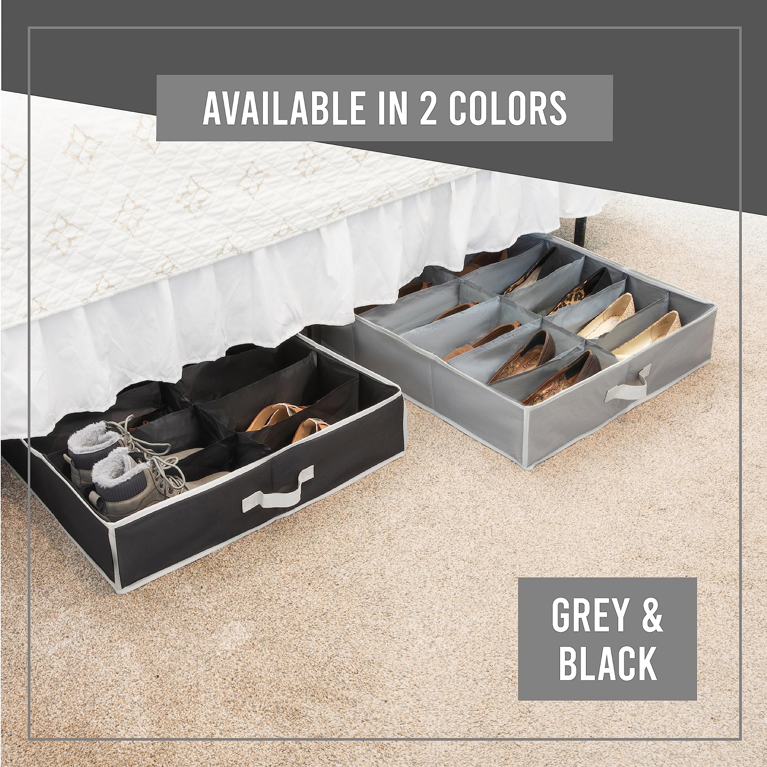 HOLDN’ STORAGE next to a shoe for scale, accurate sizing benefit