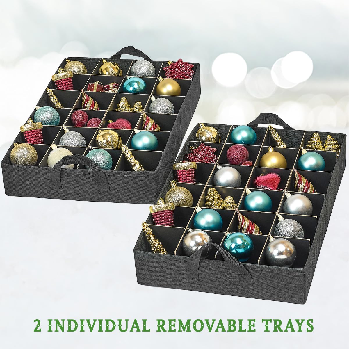HOLDN’ STORAGE scale with an ornament to show capacity and space-saving benefit