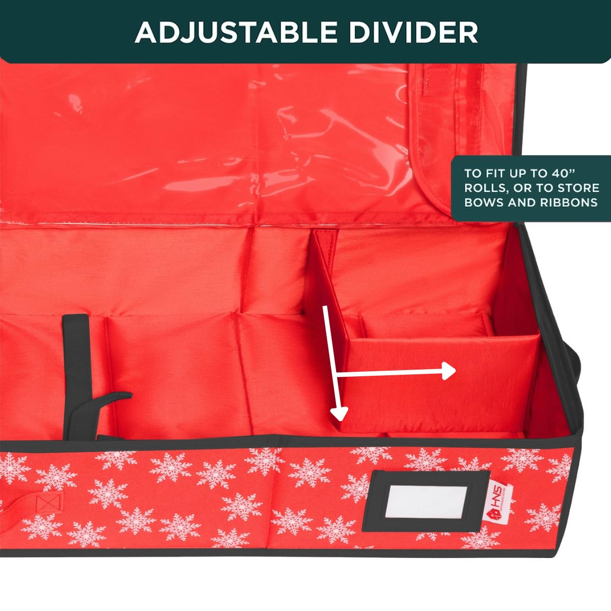 HOLDN’ STORAGE vinyl pockets with bows show clear organization and protection