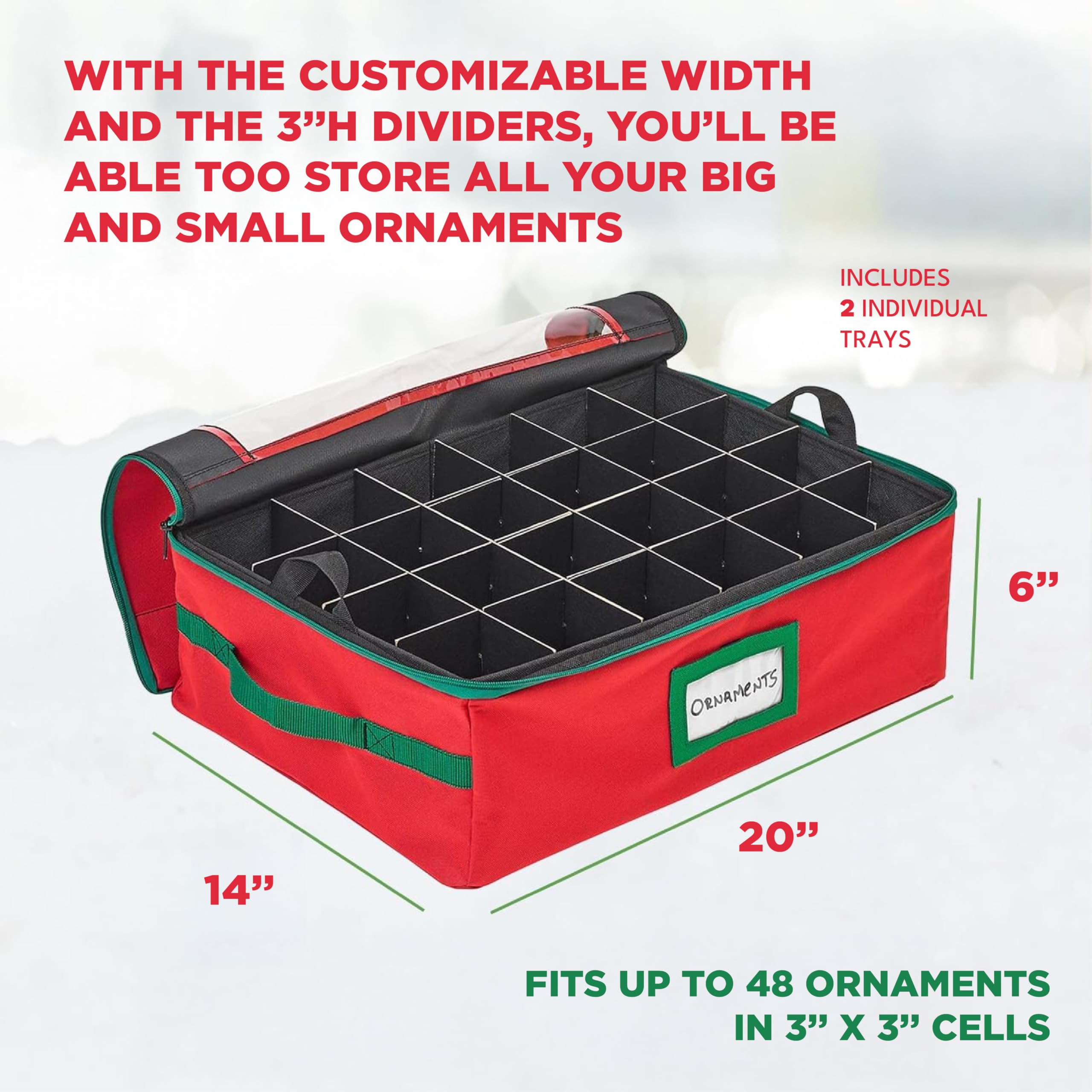 HOLDN’ STORAGE box with ornament for scale showing capacity and protective fit