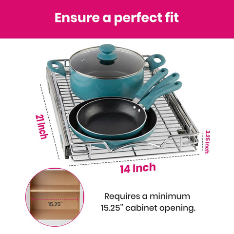 HOLDN’ STORAGE top view loaded with cookware for easy access
