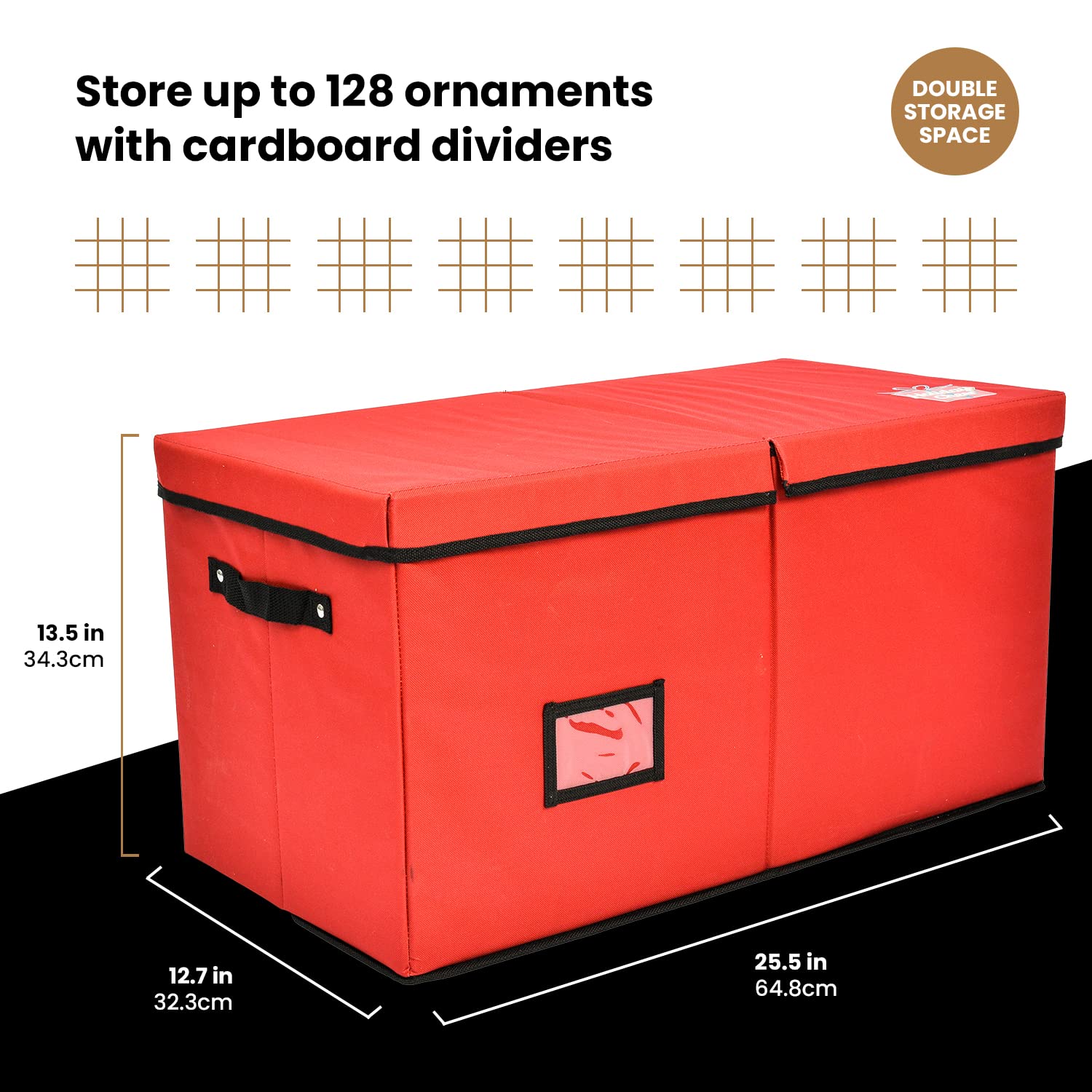 Holiday Cheer box placed in closet illustrating compact footprint and space-saving storage