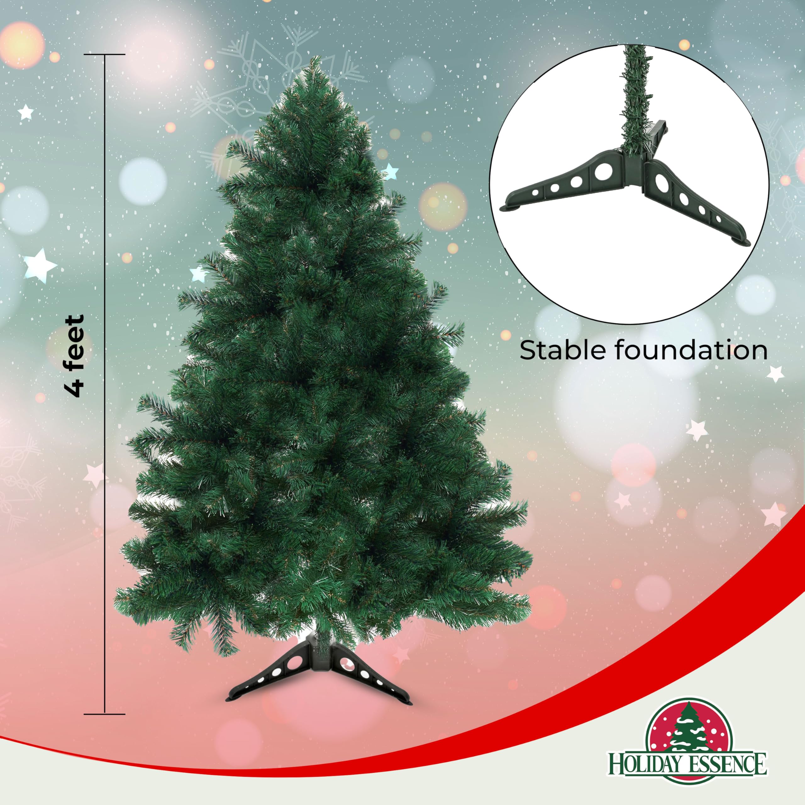 Holiday Essence decorated 4ft tree with ornaments showing styling options