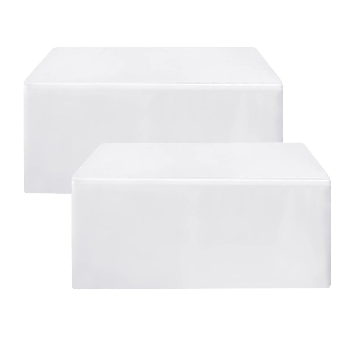 HolidayIdeas front view of fitted white tablecloth showing clean professional look