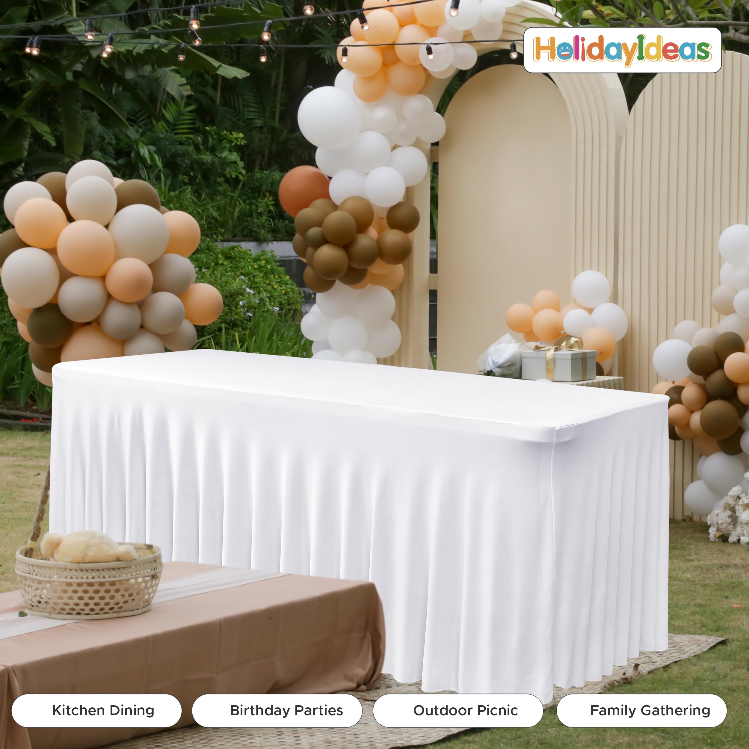 HolidayIdeas folded table cover stored compactly for space-saving reuse and convenient storage