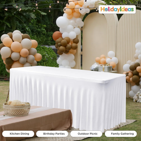 HolidayIdeas folded table cover stored compactly for space-saving reuse and convenient storage