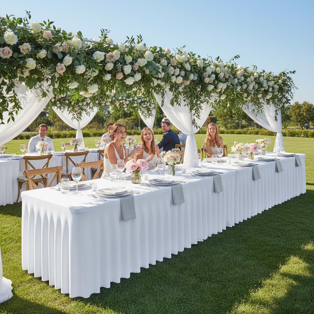 HolidayIdeas table dressed for a wedding demonstrating neat presentation and hide-under storage
